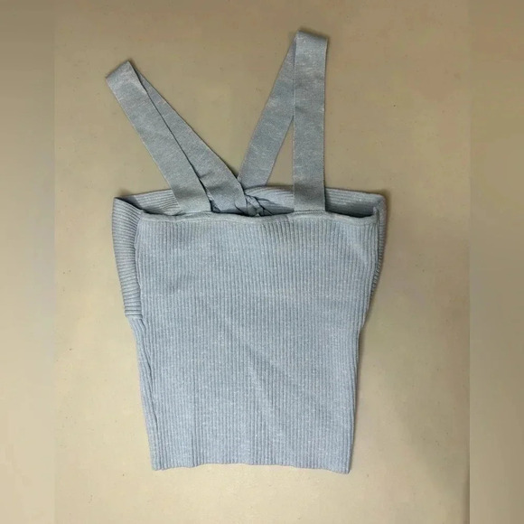 Lucy Paris Libra Halter Top Ribbed O-Ring Light Blue Size Medium NWT - Picture 2 of 4